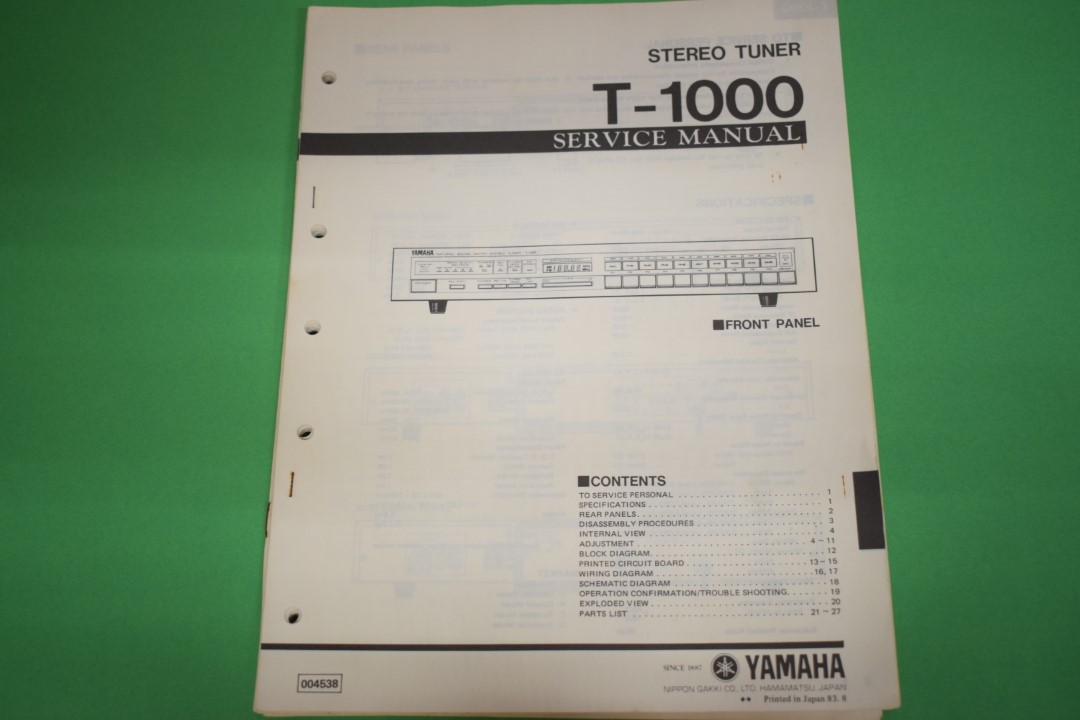 Yamaha T-1000 Tuner Service Anleitung